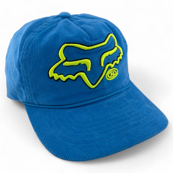 Fox Racing Brushed Corduroy Rope Teal Blue/Green Logo Snapback Adjustable Hat - Picture 1 of 6